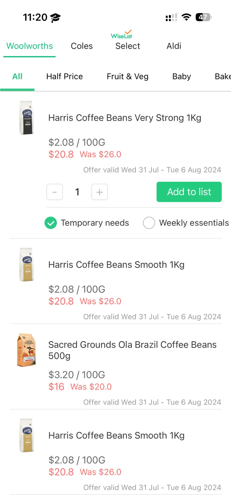 比较澳大利亚两大超市商品价格，给出最优购买方案与省钱策略，集成海外支付与地图。